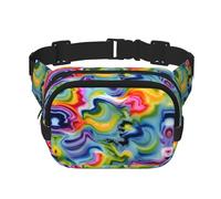 Marsupio da donna con stampa tie dye, per tutti i giorni, per viaggi, attività all'aperto, corsa, caccia per adulti, nero, Taglia unica