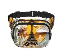 Marsupio da donna, con stampa Torre Eiffel, alla moda, per viaggi e corsa, nero, Taglia unica
