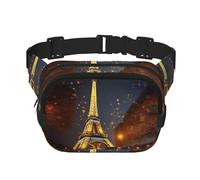 Marsupio da donna con stampa Torre Eiffel, alla moda, per viaggi e corsa, nero, Taglia unica