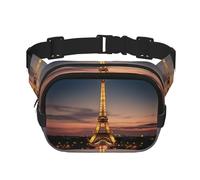 Marsupio da donna con stampa Torre Eiffel, alla moda, per viaggi e corsa, nero, Taglia unica