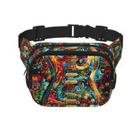 Marsupio da donna con tracolla regolabile per allenamento/corsa/escursionismo con stampa a forma di chitarra artistica, Nero , Taglia unica