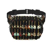 Marsupio da donna con tracolla regolabile per allenamento/corsa/escursionismo con stampa a forma di chitarra artistica, Nero , Taglia unica