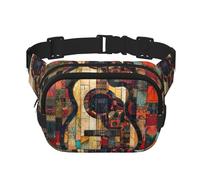 Marsupio da donna con tracolla regolabile per allenamento/corsa/escursionismo con stampa a forma di chitarra artistica, Nero , Taglia unica