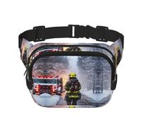 Marsupio da donna con tracolla regolabile per allenamento/corsa/escursionismo con stampa di fiamme vigili del fuoco, Nero , Taglia unica