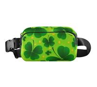 Marsupio da donna con trifoglio floreale verde, marsupio impermeabile da donna, motivo trifoglio floreale, verde, 20,3 x 13,5 x 5,8 cm, divertente, con trifoglio floreale, verde, 20,3 x 13,5 x 5,8 cm