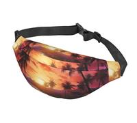 Marsupio da donna, da uomo, regolabile, colorato, con tramonto tropicale, borsa a tracolla da viaggio, nero, taglia unica, Nero , Taglia unica
