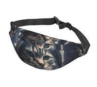 Marsupio da donna, da uomo, regolabile, con astronauta e gatto nello spazio, borsa a tracolla da viaggio, nero, taglia unica, Nero , Taglia unica