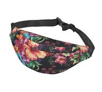 Marsupio da donna, da uomo, regolabile, con bel fiore di ibisco, borsa a tracolla da viaggio, nero, taglia unica, Nero , Taglia unica