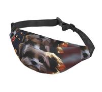 Marsupio da donna, da uomo, regolabile, con cane Shih Tzu e fiori, borsa a tracolla da viaggio, nero, taglia unica, Nero , Taglia unica