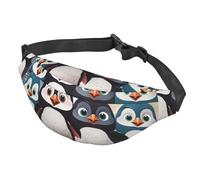 Marsupio da donna, da uomo, regolabile, con cinque simpatici pinguini, borsa a tracolla da viaggio, nero, taglia unica, Nero , Taglia unica