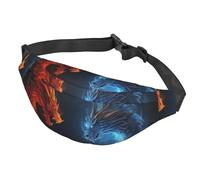 Marsupio da donna, da uomo, regolabile, con draghi di fuoco e ghiaccio, borse a tracolla per viaggi, nero, taglia unica, Nero , Taglia unica