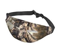 Marsupio da donna, da uomo, regolabile, con due cavalli, per viaggi, nero, taglia unica, Nero , Taglia unica