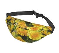 Marsupio da donna, da uomo, regolabile, con farfalla gialla e margherite gialle, borsa a tracolla da viaggio, nero, taglia unica, Nero , Taglia unica
