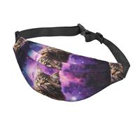 Marsupio da donna, da uomo, regolabile, con gatto seduto all'interno della nebulosa, borsa a tracolla da viaggio, nero, taglia unica, Nero , Taglia unica