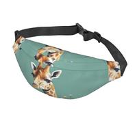 Marsupio da donna, da uomo, regolabile, con giraffa e fiori, borsa a tracolla da viaggio, nero, taglia unica, Nero , Taglia unica