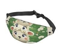 Marsupio da donna, da uomo, regolabile, con grazioso motivo di pecore, borsa a tracolla da viaggio, nera, taglia unica, Nero , Taglia unica