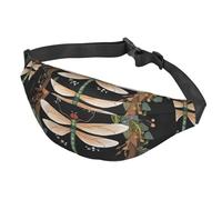 Marsupio da donna, da uomo, regolabile, con immagine di libellula in ghirlanda, borse a tracolla da viaggio, nero, taglia unica, Nero , Taglia unica