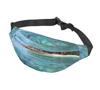 Marsupio da donna, da uomo, regolabile, con isola delle Fiji e borsa a tracolla trasparente per viaggi, nero, taglia unica, Nero , Taglia unica