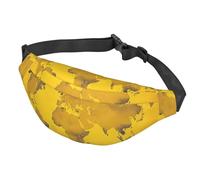 Marsupio da donna, da uomo, regolabile, con mappa del mondo, colore giallo, borsa a tracolla per viaggi, nero, taglia unica, Nero , Taglia unica