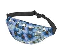 Marsupio da donna, da uomo, regolabile, con margherita blu, da viaggio, nero, taglia unica, Nero , Taglia unica