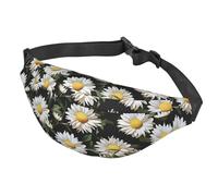 Marsupio da donna, da uomo, regolabile, con margherite, per viaggi, nero, taglia unica, nero, taglia unica, Nero , Taglia unica