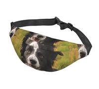 Marsupio da donna, da uomo, regolabile, con mohado, Border Collie, borsa a tracolla da viaggio, nero, taglia unica, Nero , Taglia unica