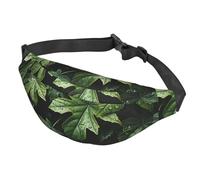 Marsupio da donna, da uomo, regolabile, con motivo a foglie verdi, borsa a tracolla da viaggio, nero, taglia unica, Nero , Taglia unica