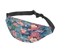 Marsupio da donna, da uomo, regolabile, con motivo a squame e fiori, borsa a tracolla da viaggio, nero, taglia unica, Nero , Taglia unica