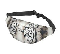 Marsupio da donna, da uomo, regolabile, con motivo a testa di tigre bianca, borsa a tracolla da viaggio, nera, taglia unica, Nero , Taglia unica