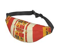 Marsupio da donna, da uomo, regolabile, con motivo bandiera spagnola, borsa a tracolla da viaggio, nero, taglia unica, Nero , Taglia unica