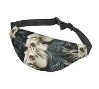 Marsupio da donna, da uomo, regolabile, con motivo cavallo, borsa a tracolla da viaggio, nero, taglia unica, Nero , Taglia unica