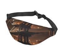 Marsupio da donna, da uomo, regolabile, con motivo New York Manhattan Bridge, borsa a tracolla da viaggio, nero, taglia unica, Nero , Taglia unica