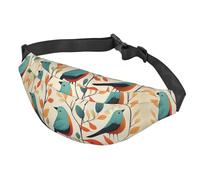 Marsupio da donna, da uomo, regolabile, con motivo stormo di uccelli, borsa a tracolla da viaggio, nero, taglia unica, Nero , Taglia unica