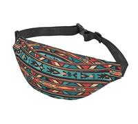 Marsupio da donna, da uomo, regolabile, con motivo tribale Navajo, borsa a tracolla da viaggio, nero, taglia unica, Nero , Taglia unica