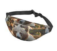 Marsupio da donna, da uomo, regolabile, con orso che attraversa il fiume, borsa a tracolla da viaggio, nero, taglia unica, Nero , Taglia unica