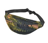 Marsupio da donna, da uomo, regolabile, con paesaggio, albero, paesaggio, fattoria, borsa a tracolla per viaggi, nero, taglia unica, Nero , Taglia unica