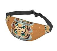 Marsupio da donna, da uomo, regolabile, con scritta "Year of the Tiger Funny Tigre", borsa a tracolla da viaggio, nero, taglia unica, Nero , Taglia unica