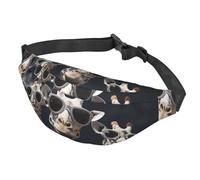 Marsupio da donna, da uomo, regolabile, con tre giraffe che indossano occhiali da sole, borse a tracolla per viaggi, nero, taglia unica, Nero , Taglia unica