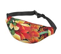 Marsupio da donna, da uomo, regolabile, stile hawaiano, con stampa, per viaggi, nero, taglia unica, Nero , Taglia unica