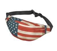 Marsupio da donna, da uomo, regolabile, stile vintage, con bandiera americana, borsa a tracolla da viaggio, nero, taglia unica, Nero , Taglia unica