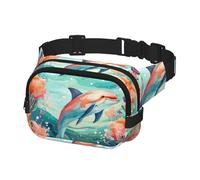 Marsupio da donna e da uomo, con delfini, con cinghie regolabili, borsa a tracolla da viaggio