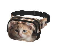 Marsupio da donna e da uomo, con grazioso gatto, con cinghie regolabili, borsa a tracolla da viaggio