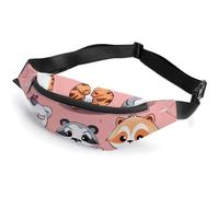 Marsupio da donna e da uomo, con tracolla regolabile, in chicco di caffè, piccola borsa a tracolla, Animali svegli disegnati a mano, 36*15cm