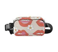 Marsupio da donna e uomo, alla moda, impermeabile, con tracolla regolabile, per viaggi, shopping, corsa, labbra femminili e pop art, Comico Femminile Labbra Pop Art, 1 Size