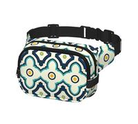 Marsupio da donna e uomo, borsa a tracolla per viaggi, corsa, marsupio, con texture arabe turchese