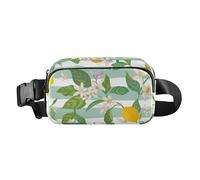 Marsupio da donna e uomo, elegante, impermeabile, con cinghia regolabile, per viaggi, palestra, lavoro, motivo limone con frutti tropicali, giallo e verde, Modello Limone con Frutti Tropicali Giallo