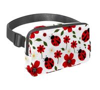 Marsupio da donna e uomo, impermeabile, a tracolla, con cinghia regolabile, per corsa, allenamento, viaggi, coccinelle rosa con fiori, Multicolore 6., Taglia unica, Organizer per borse