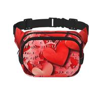 Marsupio da donna e uomo, piccolo marsupio a tracolla alla moda, leggero, con cuori rossi, per corsa, allenamento, escursionismo, viaggi
