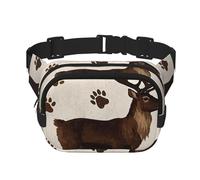 Marsupio da donna e uomo, piccolo marsupio a tracolla alla moda, leggero, vintage, marrone, renna, impronte di animali, per corsa, allenamento, escursionismo, viaggi