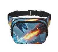 Marsupio da donna e uomo, piccolo marsupio alla moda a tracolla, leggero, con drago di ghiaccio e drago di fuoco, per corsa, allenamento, escursionismo, viaggi